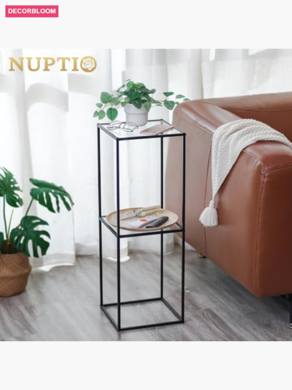 2 Pack 31.5" Tall Black Cylinder Plant Stands with Acrylic Panels - Picture 2 of 7